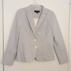 Talbots Blue & White Stripe Seersucker Summer Blazer